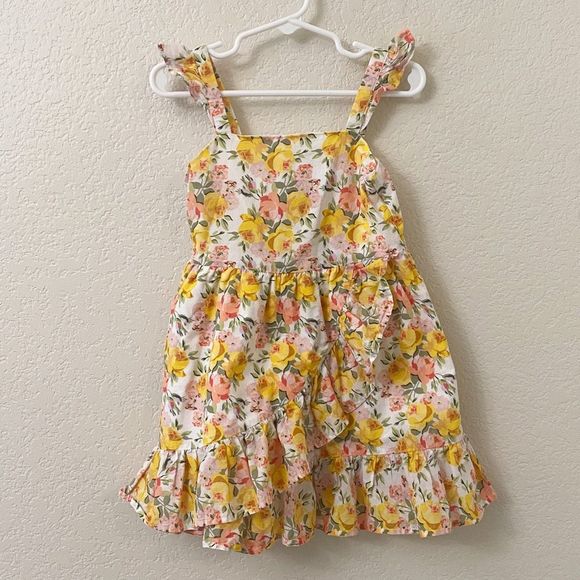 Janie and Jack Other - Janie and Jack Girls Size 3 Yellow Pink Floral Sleeveless Summer Cotton Dress